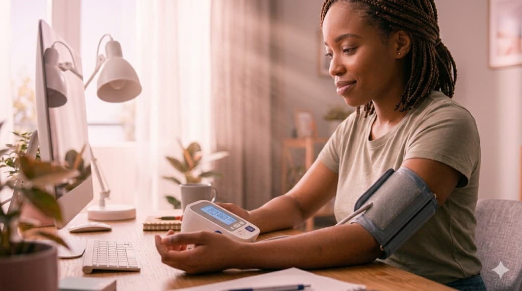 Patient monitoring blood pressure at home